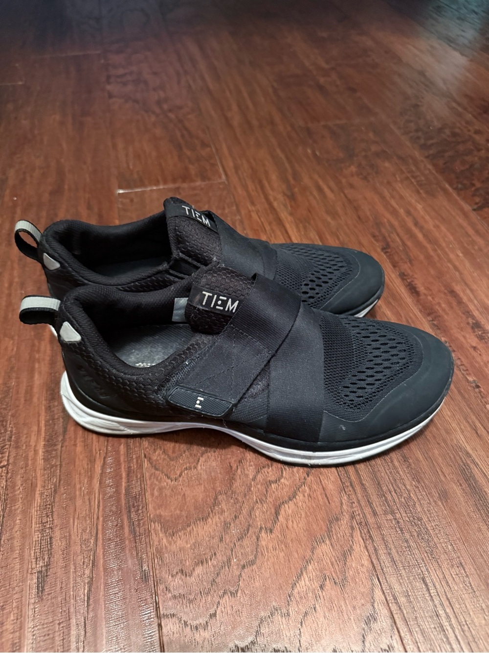 TIEM Black Slip-On Athletic Sneakers with White Soles